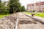 Construction Of A New Pavement Stock Photo