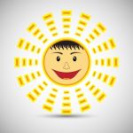 Smile Sun On White Background Stock Photo