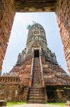 Pagoda Ancient Of Wat Chaiwatthanaram Temple Stock Photo