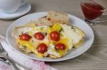 Scrambled Eggs With Tomatoes Stock Photo