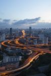 City Scape And Beautiful Traffic Light On Expressways In Heart O Stock Photo