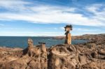 Punta Camarones,  Chubut, Patagonia, Argentina Stock Photo