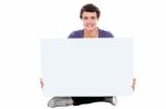 Teenage Boy Holding Blank Board Stock Photo