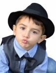 Kid Gives A Kiss Stock Photo