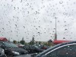 Rain Drops On Car Window Stock Photo