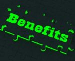 Benefits Puzzle Showing Monetary Compensation Stock Photo