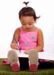 Child Writing On White Board Stock Photo