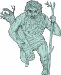 Leshy Tree Runk Staff Drawing Stock Photo