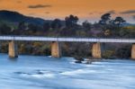 Country Bridge And River In Tasmania Stock Photo