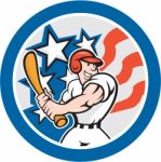 American Baseball Player Batting Circle Cartoon Stock Photo