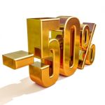 3d Gold 50 Fifty Percent Sign Stock Photo