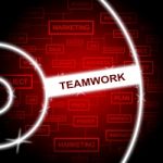 Teamwork Word Means Cooperation Networking And Together Stock Photo