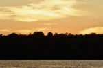 Isolated Photo Of An Amazing Sunset On A Lake Stock Photo