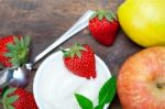 Fruits And Yogurt Stock Photo