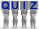 Quiz Placards Means Quiz Games Or Exams Stock Photo