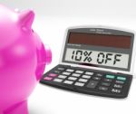 Ten Percent Off Calculator Shows 10 Discount Stock Photo