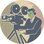 Cameraman Moviemaker Vintage Camera Retro Stock Photo