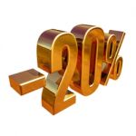 3d Gold 20 Twenty Percent Discount Sign Stock Photo