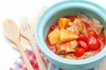 Stir Fry Pork With Parkia Beans And Shrimp Paste Stock Photo