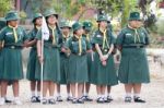 Student 11-12 Years Old, Scout Assembly, Teepangkorn Scout Camp In Samut Sakhon Thailand Stock Photo