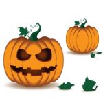 Pumpkin Scary Face Of Happy Halloween On White Background Stock Photo