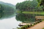 Pang Ung, Beautiful Forest Lake In The Morning Stock Photo