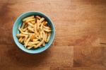 Fries French Herb Still Life Wood Background Flat Lay Stock Photo