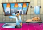 Cartoon  Illustration Interior Fitness Room With Separated Layers Stock Photo