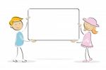 Kids Holding Blank Board Stock Photo