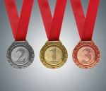 Gold Silver And Bronze Medals Stock Photo