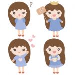 Cartoon Characters Cute Girl Illustration Stock Photo