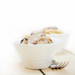 Italian Spaghetti Pasta And Mushrooms Stock Photo