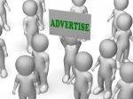 Advertise Board Character Means Marketing Strategy Or Business A Stock Photo