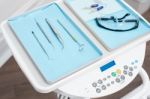 Medical Equipments At Dental Clinic Stock Photo