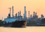 Petroleum Gas Container Ship And Oil Refinery Plant Industry Est Stock Photo