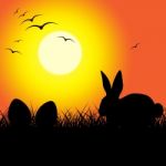 Easter Eggs Indicates Bunny Rabbit And Copy Stock Photo