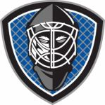 Ice Hockey Goalie Helmet Crest Retro Stock Photo