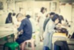 Blurred Children In The Art Room Stock Photo