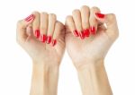 Women Hands With Nail Manicure Stock Photo