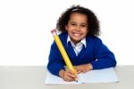 Pretty Girl Writing In Her Notebook Stock Photo