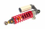 New Red Motorcycle Suspension Stock Photo