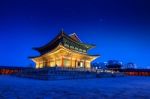 Gyeongbokgung Palace At Night In Seoul,korea Stock Photo