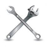 Tool On A White Background. Wrench And Object Tool Isolated On White Background Stock Photo