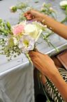 Hand Arranging Flower Stock Photo