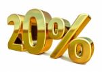 3d Gold 20 Twenty Percent Discount Sign Stock Photo