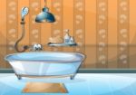 Cartoon  Illustration Interior Bathroom Stock Photo