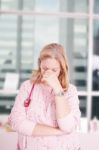 Overburdened Doctor At The Hospital Stock Photo