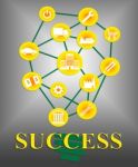 Success Icons Indicate Successful Progress And Winning Stock Photo