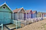 Beach Huts At West Mersea Stock Photo