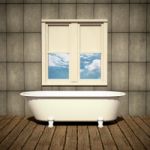 Minimalist Bathtub In A Retro Bathroom Stock Photo